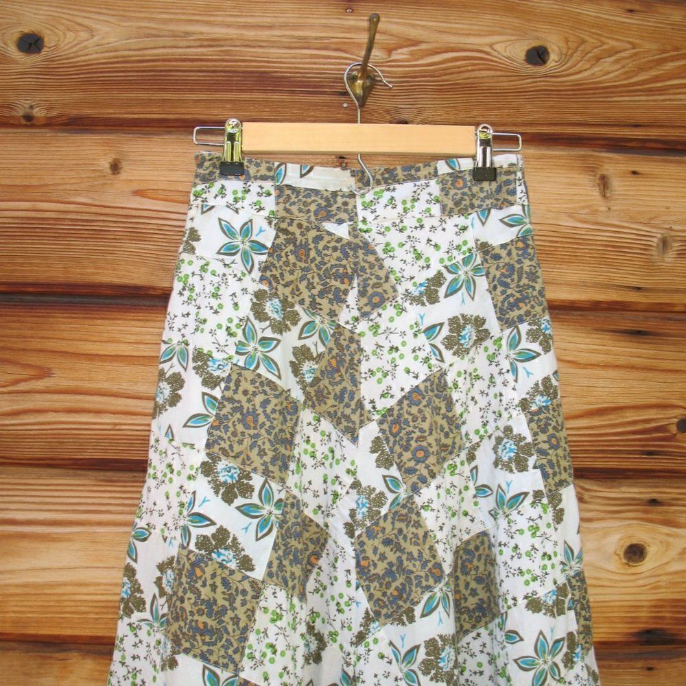 Blue Cream Patchwork Maxi Skirt - Picture 9 of 10